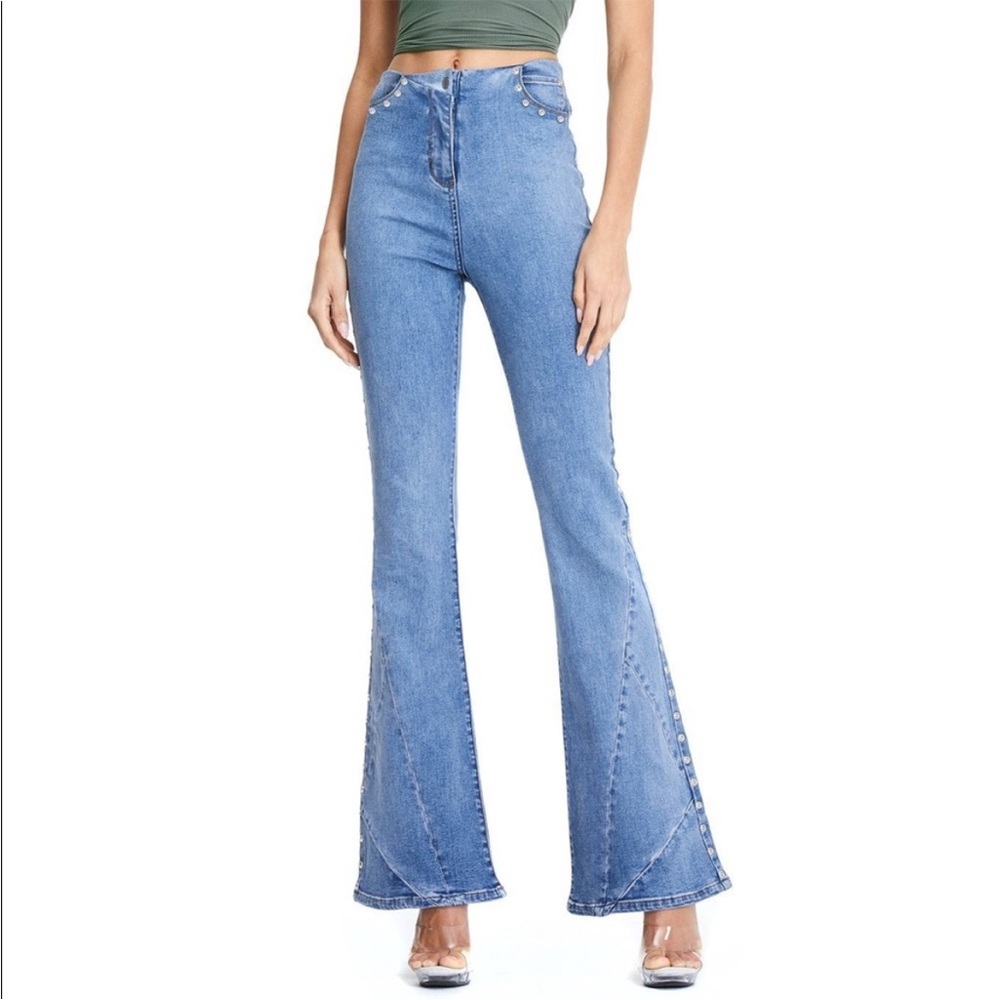 I.AM.GIA Tommie Denim Flare Jeans Women’s Small Blue Eyelet